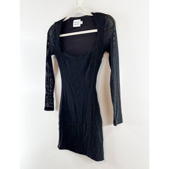 Hello Molly Bring Me To The Sky Long Sleeve Bodycon Mini Dress Metallic Black 2 - Picture 7 of 9
